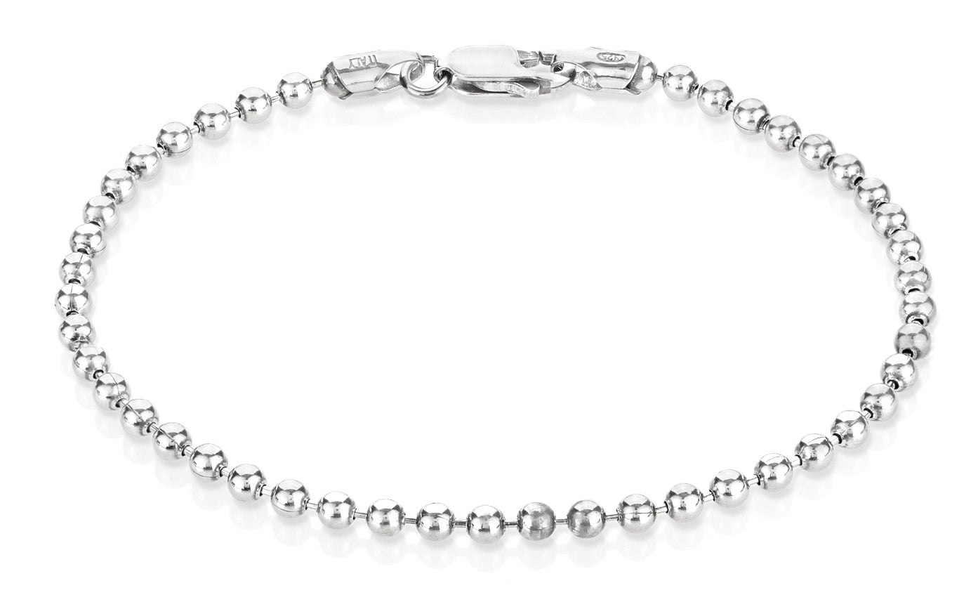 3mm Oxidized .925 Sterling Silver Silver Military Ball Chain Bracelet