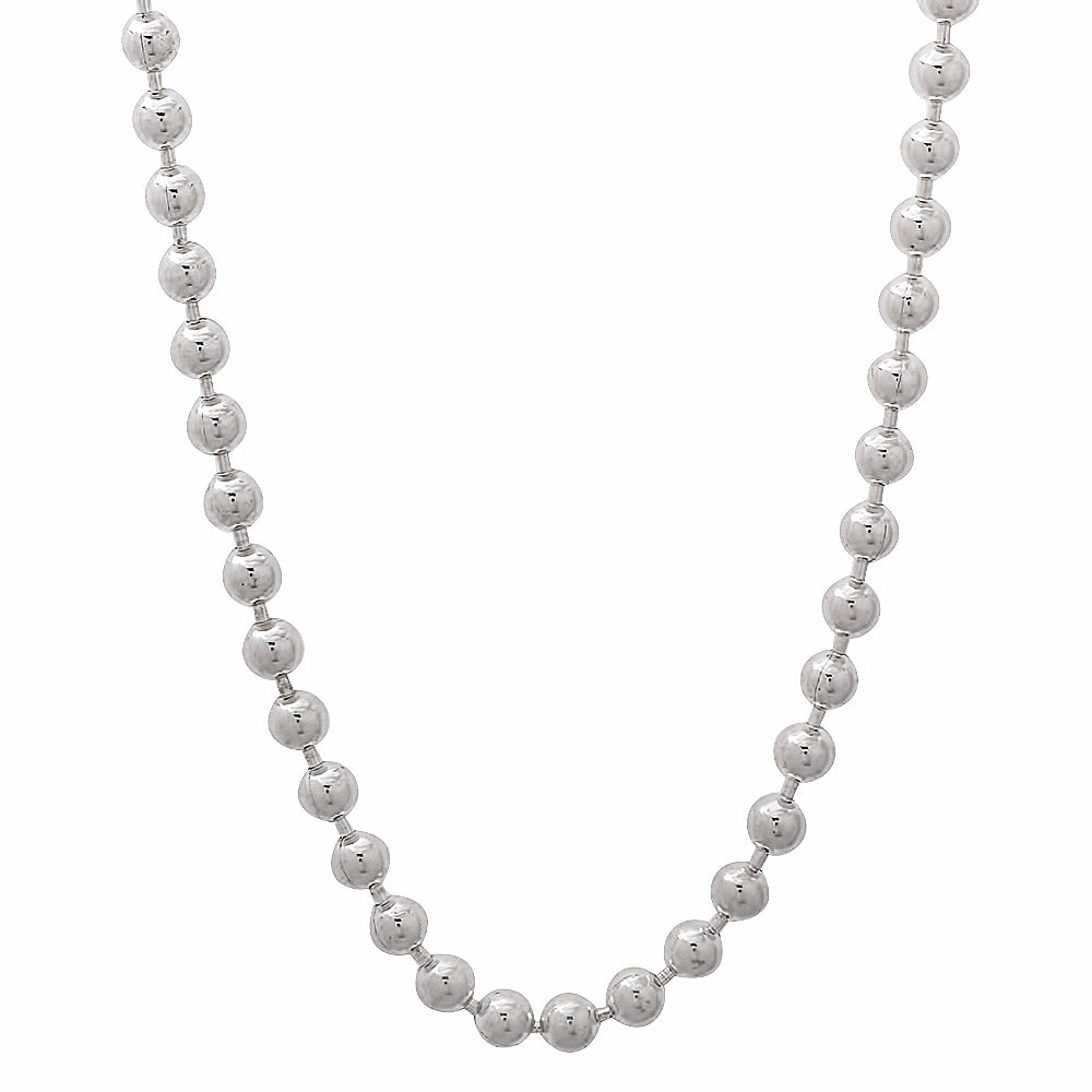 3mm Solid .925 Sterling Silver Ball Military Bead Chain Necklace