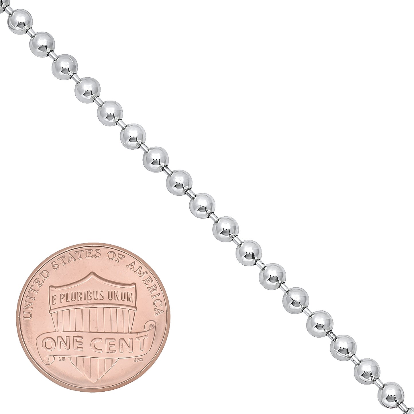 3mm Solid .925 Sterling Silver Ball Military Bead Chain Necklace