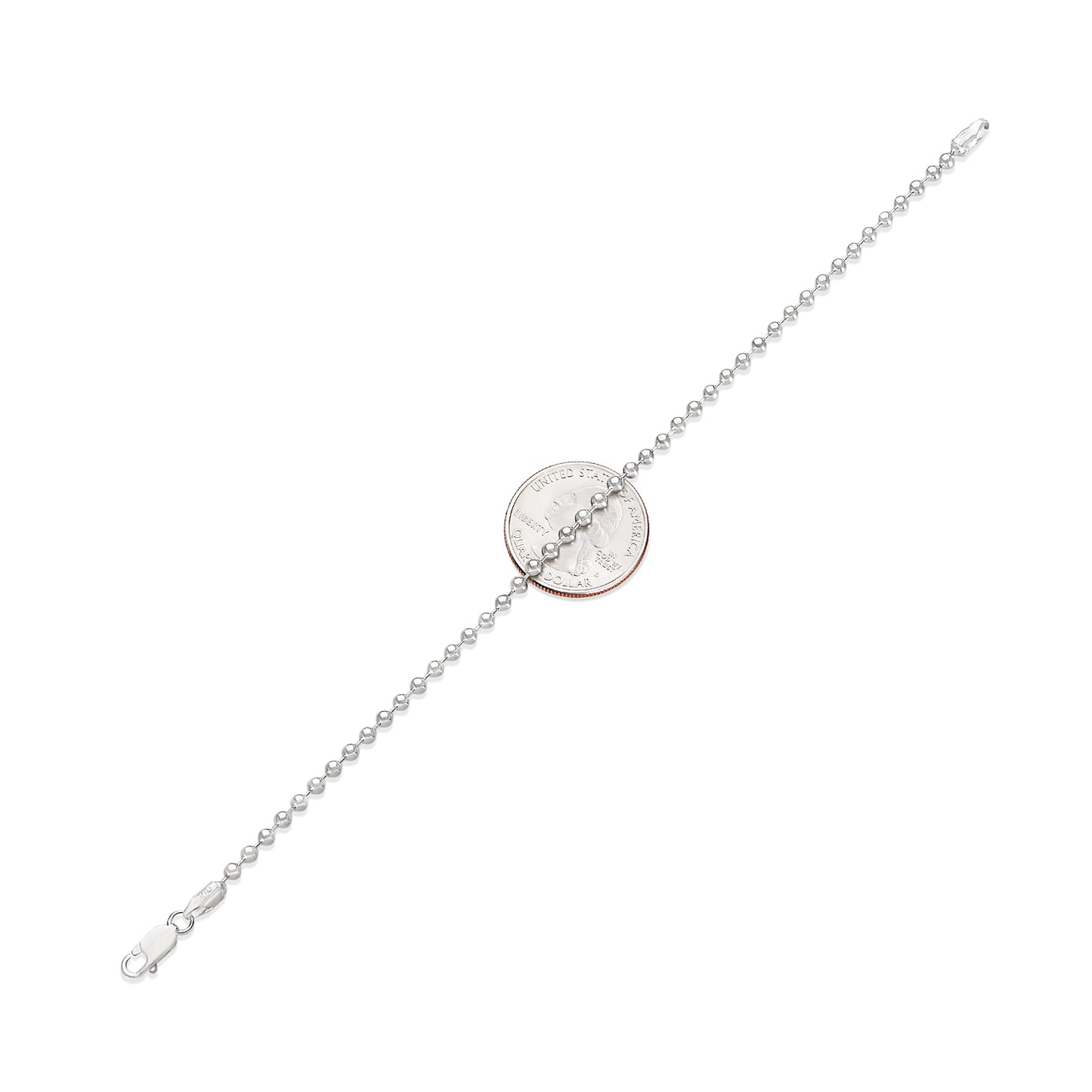 3mm Solid .925 Sterling Silver Ball Military Bead Chain Necklace