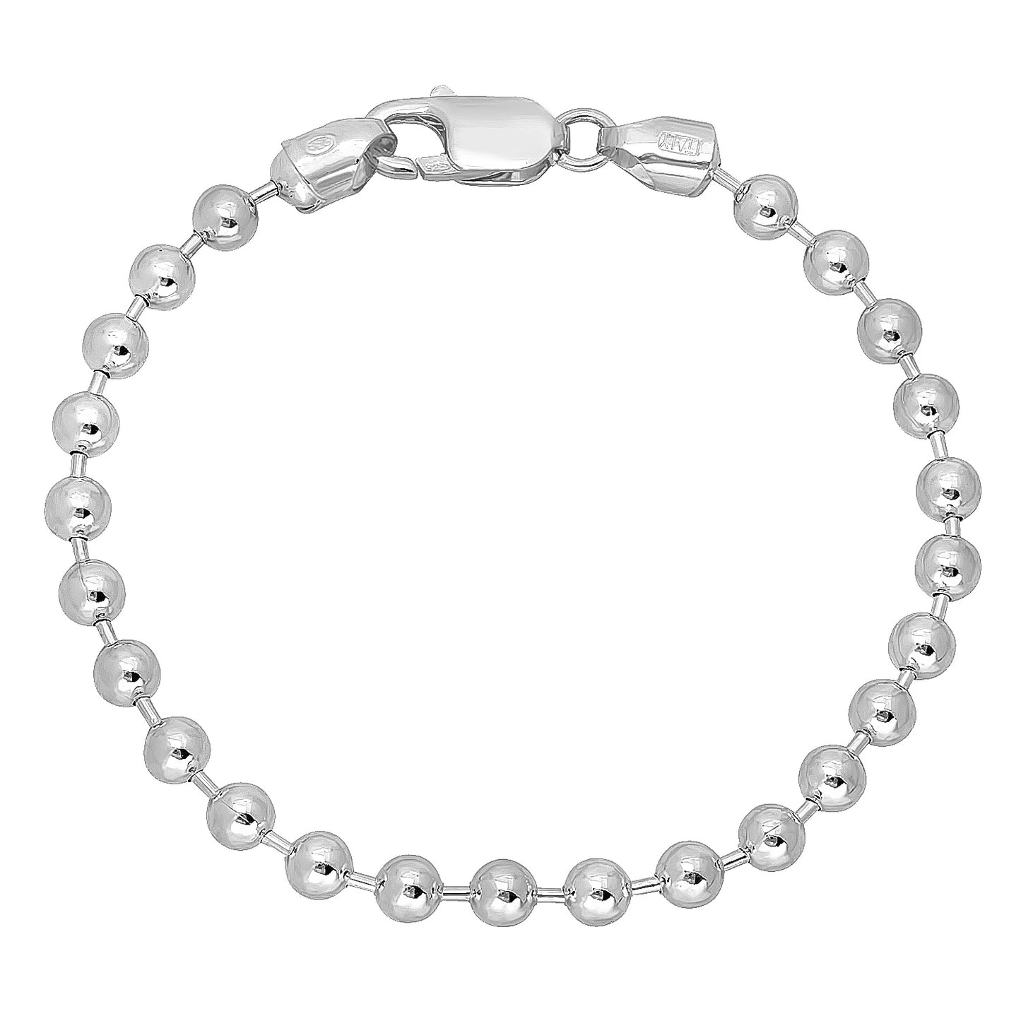 1mm-5mm Solid .925 Sterling Silver Military Ball Chain Bracelet