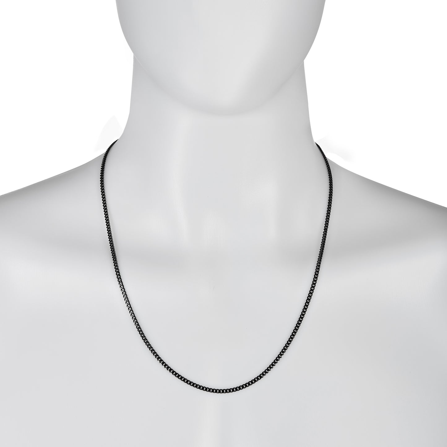 3mm Black Plated Silver Flat Cuban Link Curb Chain Necklace