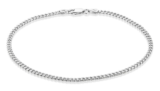 3mm Oxidized .925 Sterling Silver Silver Flat Curb Chain Bracelet