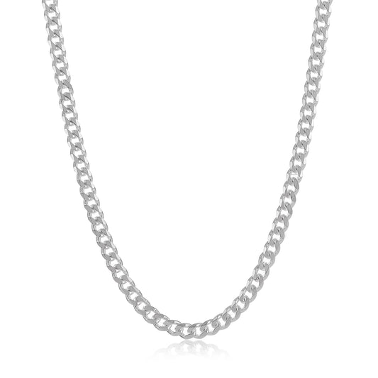 3mm Solid .925 Sterling Silver Beveled Curb Chain Necklace