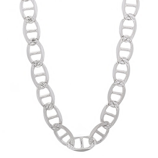 Men's 5.3mm .925 Sterling Silver Diamond-Cut Flat Mariner Chain Necklace