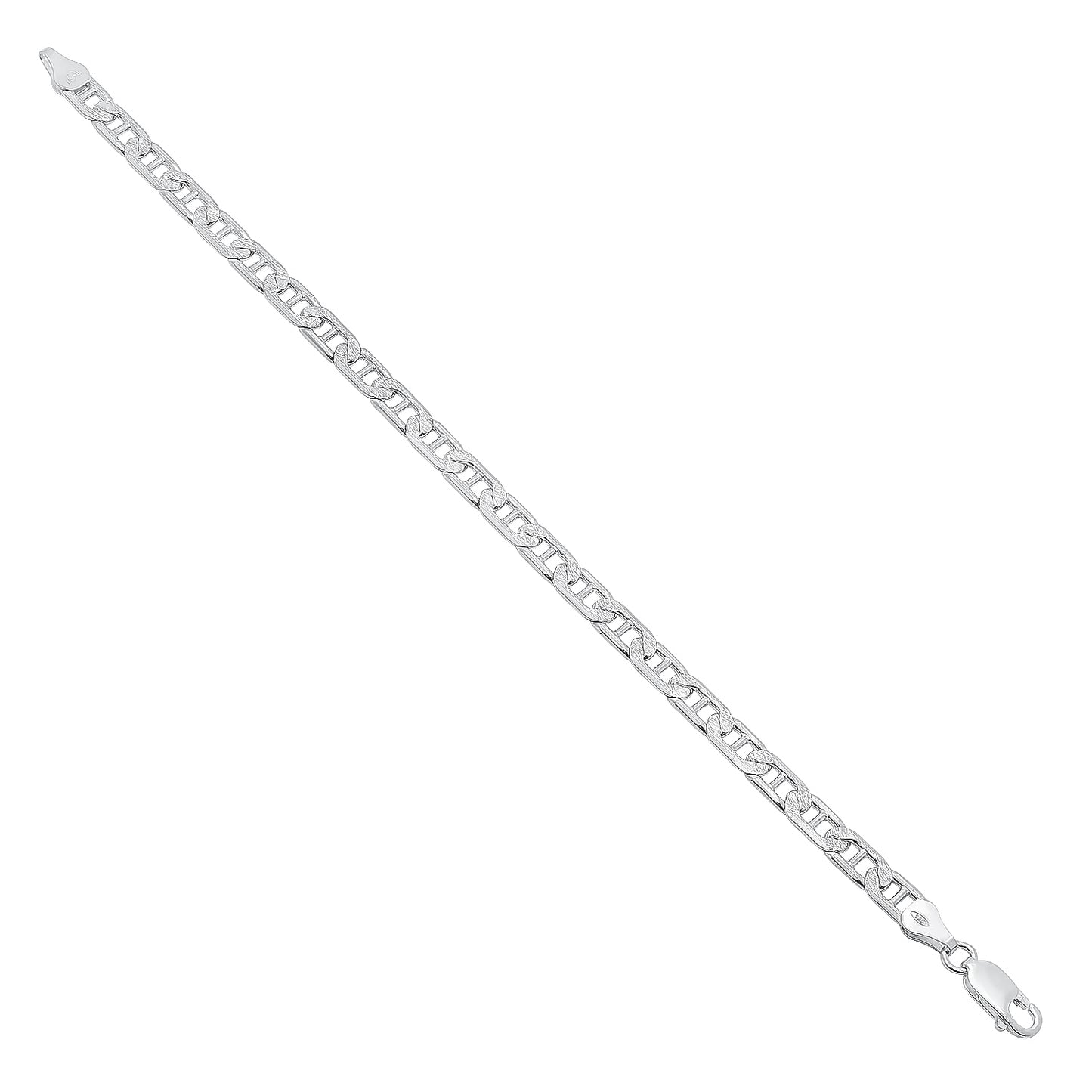 Men's 5.5mm .925 Sterling Silver Diamond-Cut Flat Mariner Chain Necklace