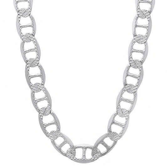 Men's 6.3mm .925 Sterling Silver Diamond-Cut Flat Mariner Chain Necklace