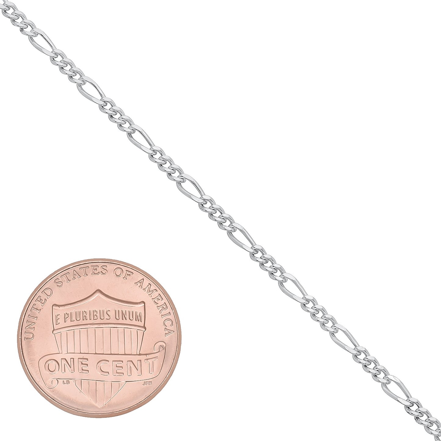 2mm-4mm Solid .925 Sterling Silver Flat Figaro Chain Anklet