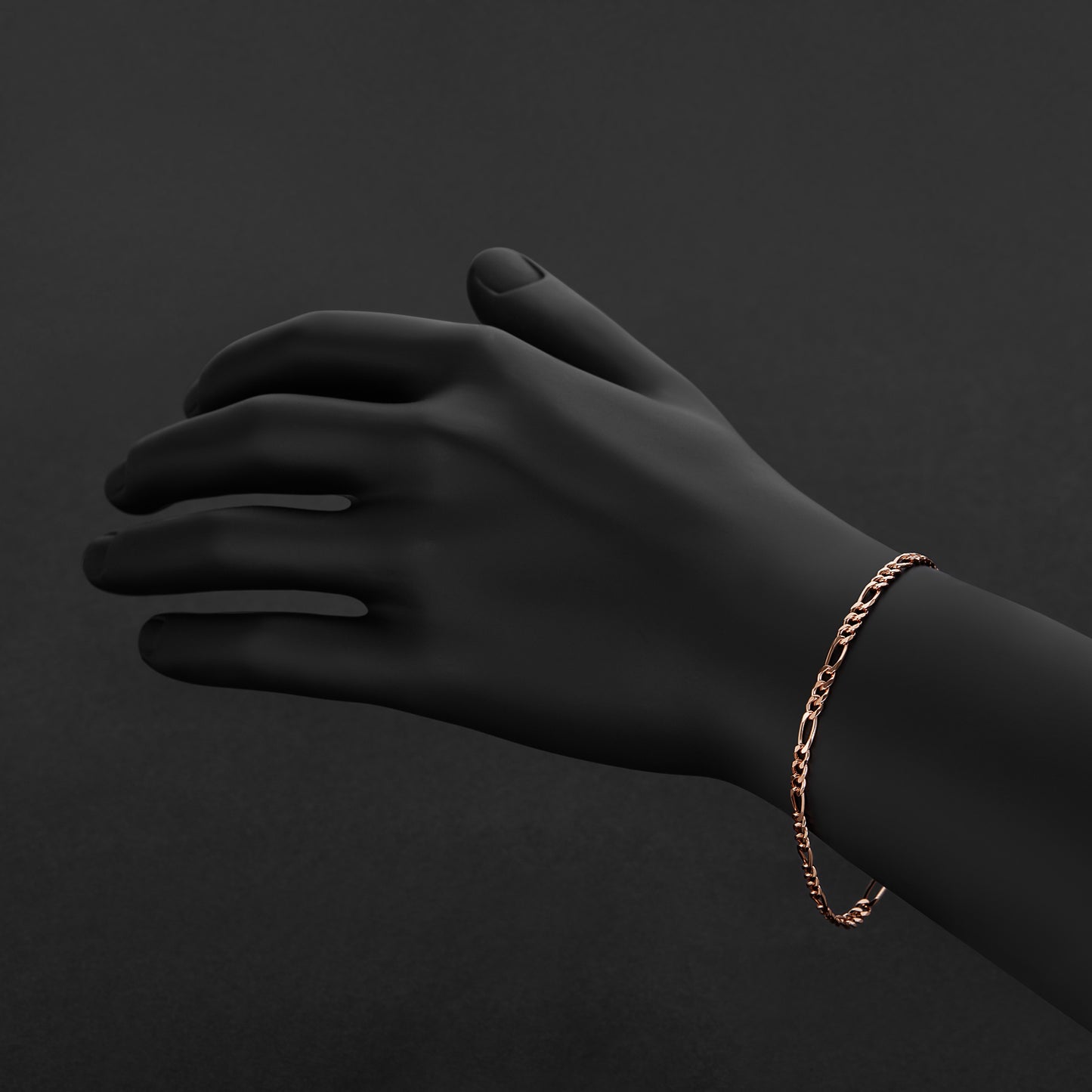 4mm Rose Gold Plated Silver Flat Figaro Chain Bracelet