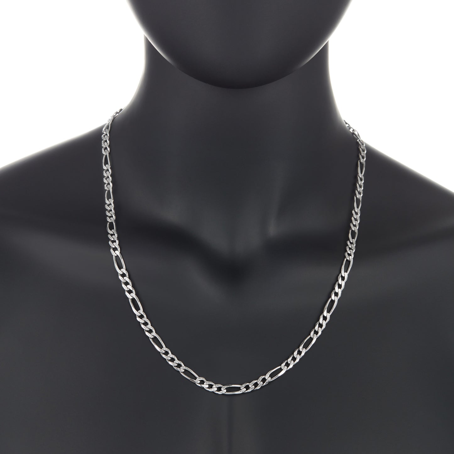 5.2mm .925 Sterling Silver Diamond-Cut Flat Figaro Chain Necklace + Bracelet Set (SKU: NC1018S)