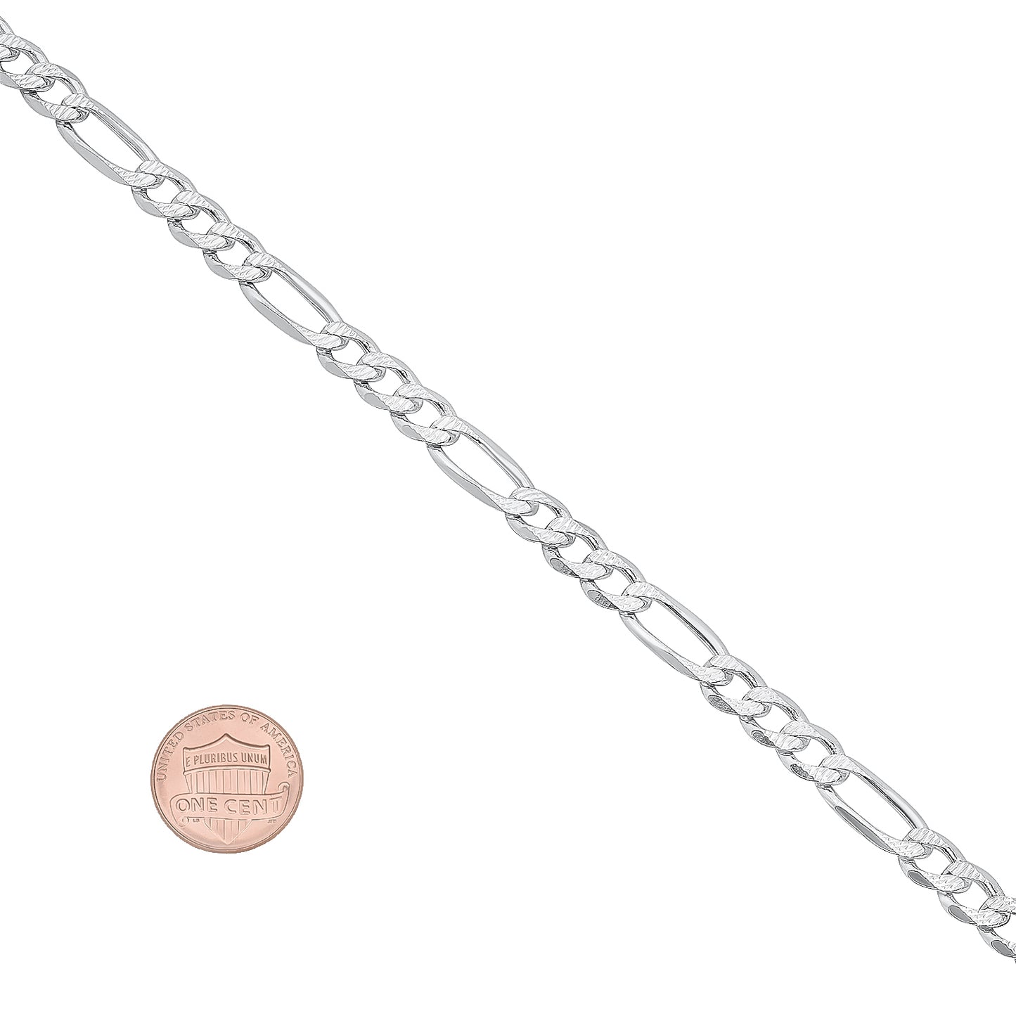 5mm-10mm .925 Sterling Silver Diamond-Cut Flat Figaro Chain Necklace or Bracelet