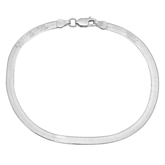 3.3mm Solid .925 Sterling Silver Flat Herringbone Chain Bracelet