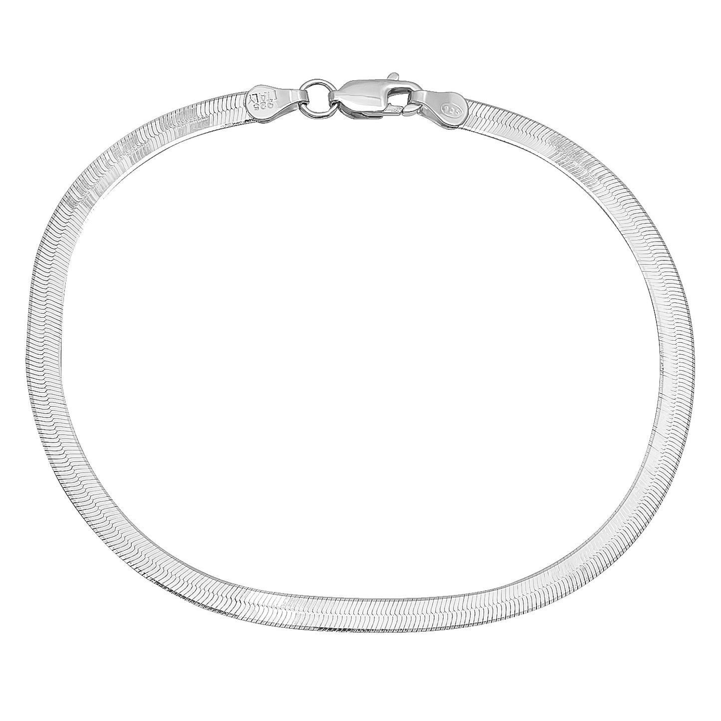 3mm-8mm Solid Italy .925 Sterling Silver Flat Herringbone Chain Bracelet 7-9"