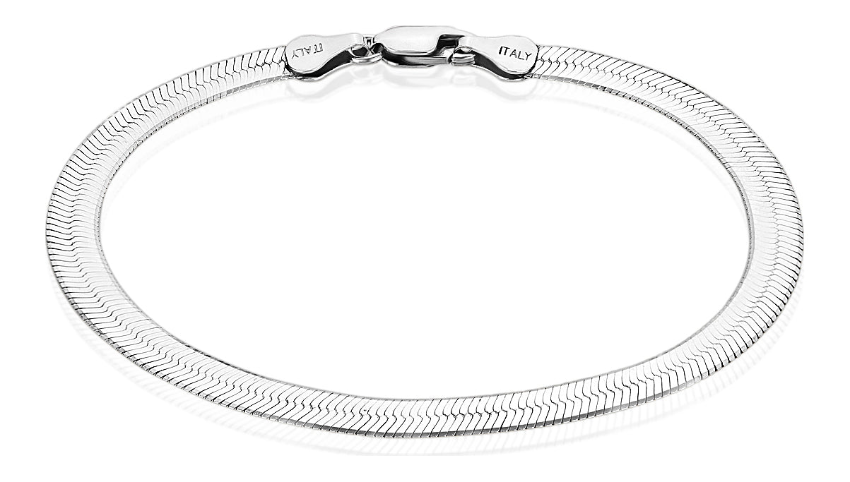 5.3mm Oxidized .925 Sterling Silver Silver Flat Herringbone Chain Bracelet