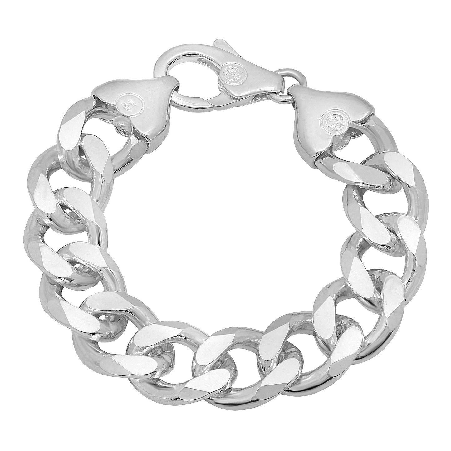 3mm-16mm Solid .925 Sterling Silver Italian Beveled Curb Chain Bracelet