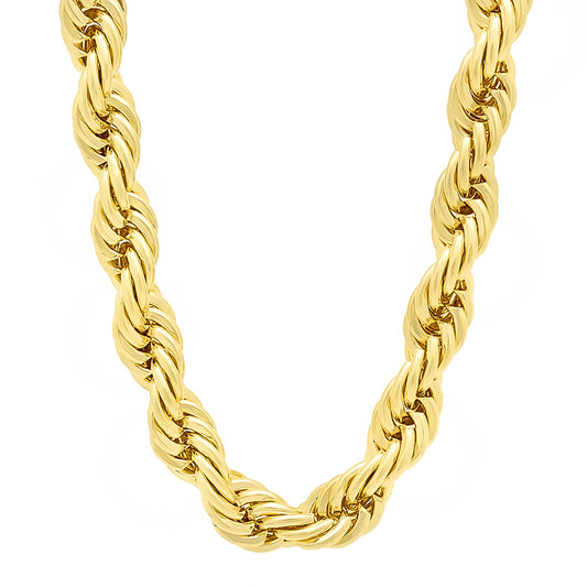 8mm 14k Yellow Gold Plated Twisted Rope Chain Necklace