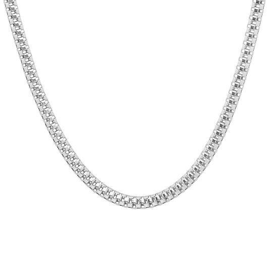 4mm Rhodium Plated Square Box Chain Necklace