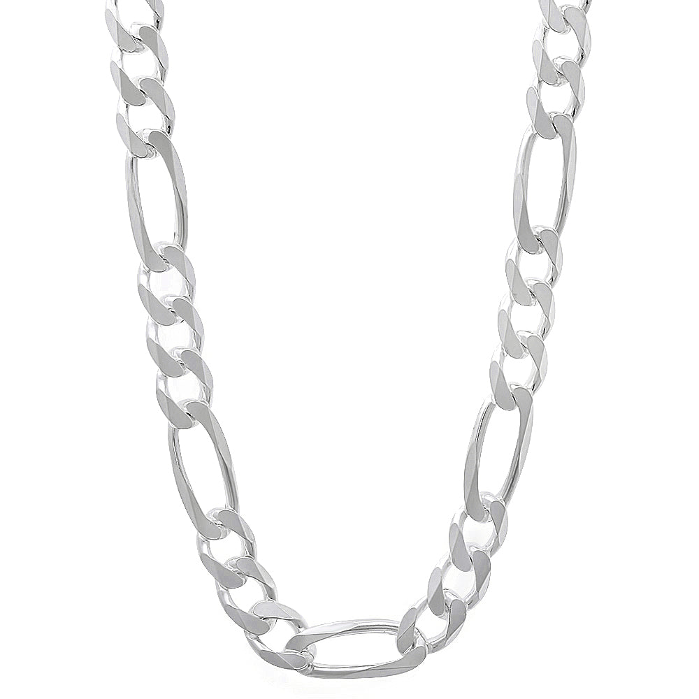 Men's 5.5mm Solid .925 Sterling Silver Flat Figaro Chain Necklace + Gift Box