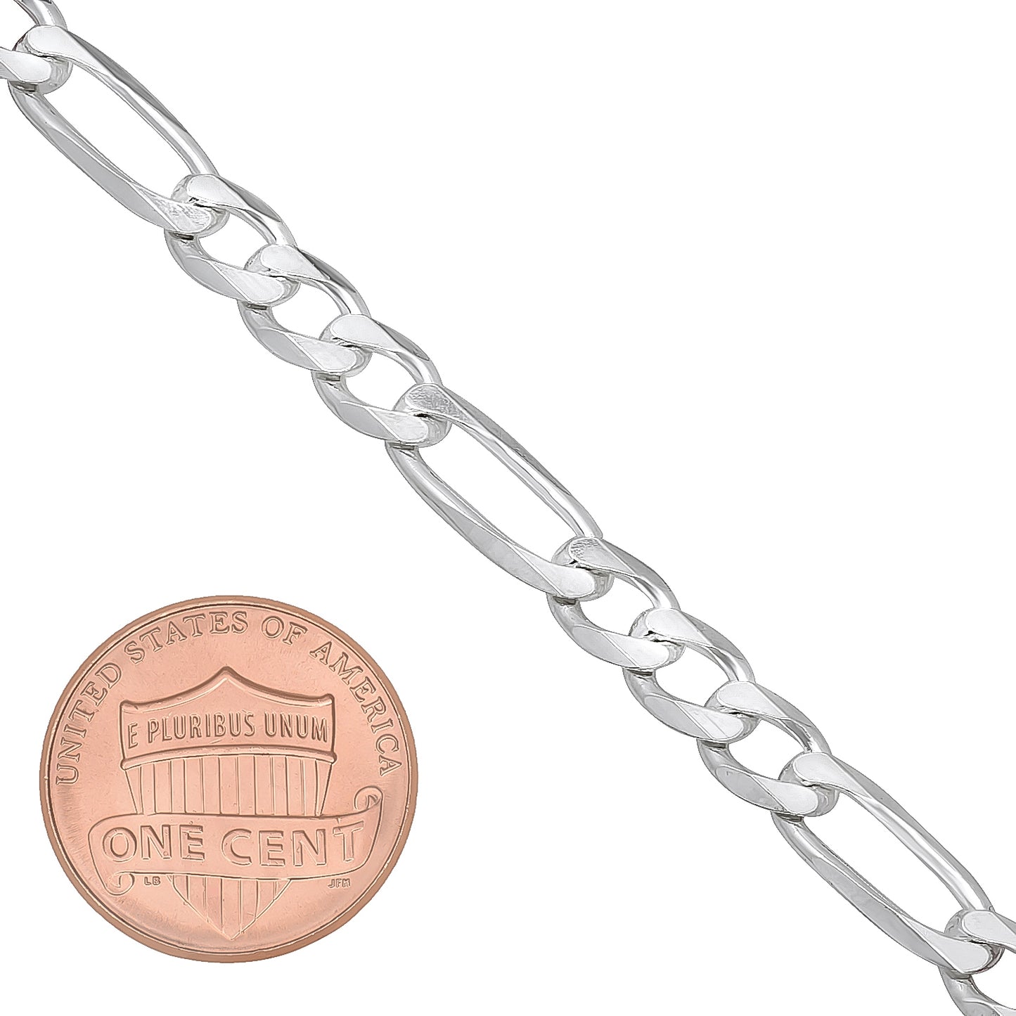 5.5mm Solid .925 Sterling Silver Flat Figaro Chain Bracelet