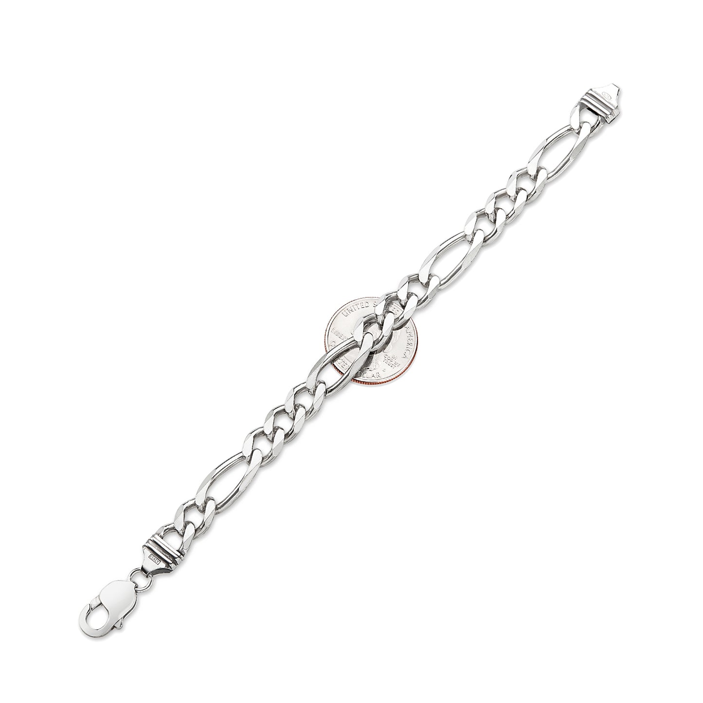 Men's 9.3mm Oxidized .925 Sterling Silver Silver Flat Figaro Chain Necklace