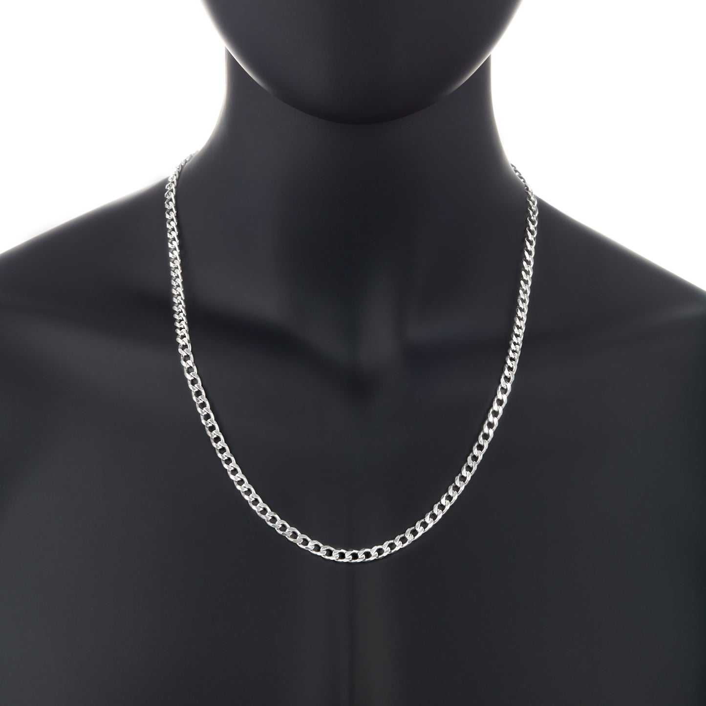 5mm Solid .925 Sterling Silver Beveled Curb Chain Necklace