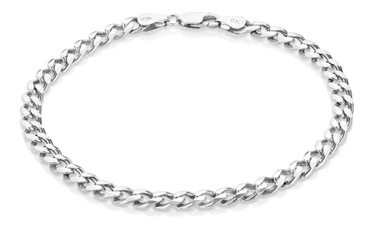 5mm Oxidized .925 Sterling Silver Silver Flat Curb Chain Bracelet