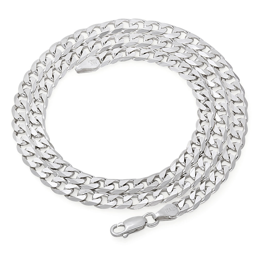 5mm Solid .925 Sterling Silver Beveled Curb Chain Necklace