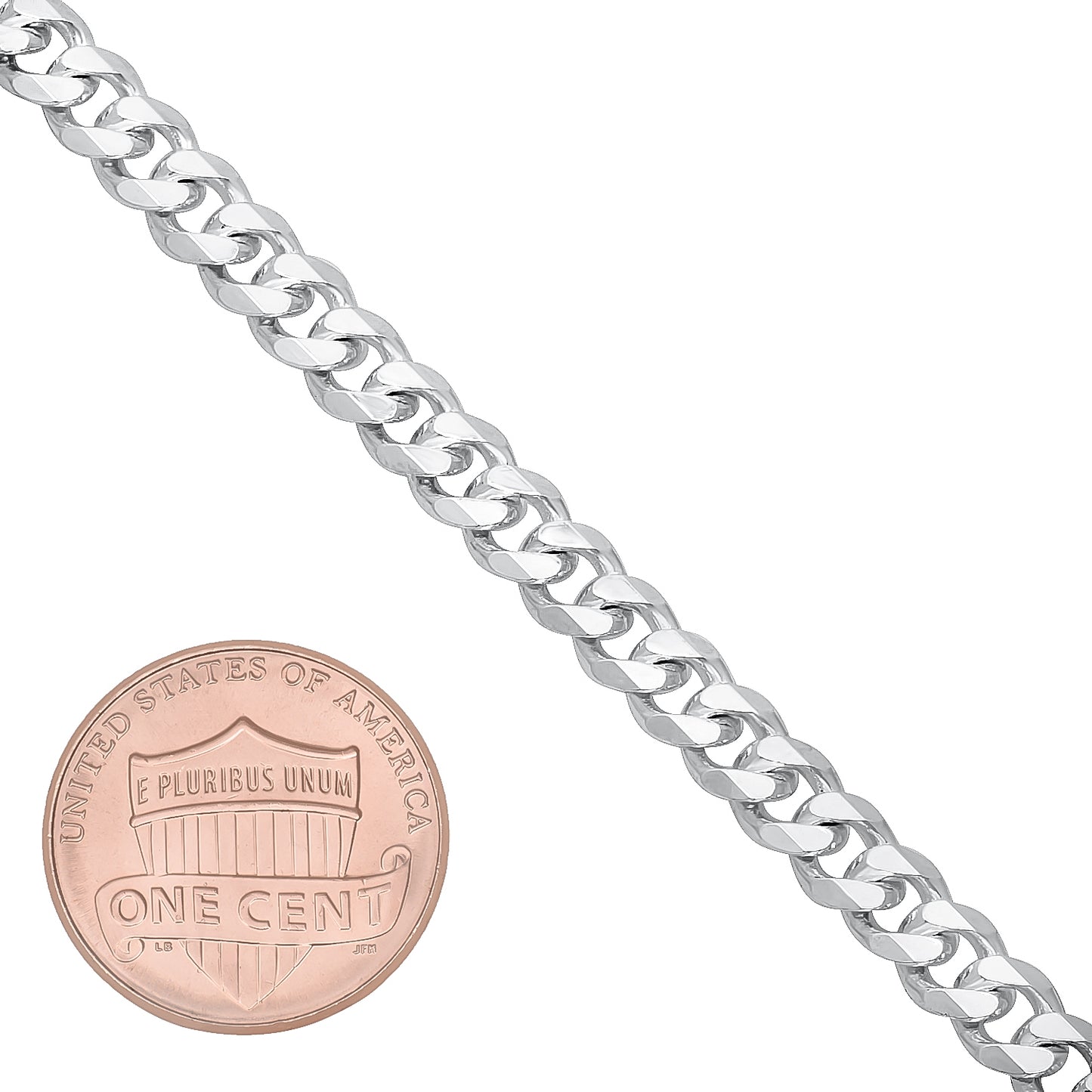 Men's 5mm Solid .925 Sterling Silver Beveled Curb Chain Necklace + Gift Box (SKU: NEC528-BX)