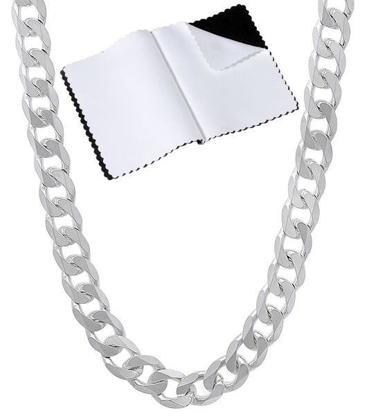 5mm Solid .925 Sterling Silver Beveled Curb Chain Necklace