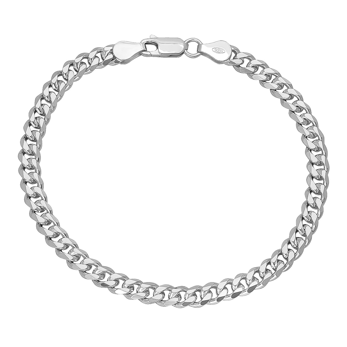 3mm-16mm Solid .925 Sterling Silver Italian Beveled Curb Chain Bracelet