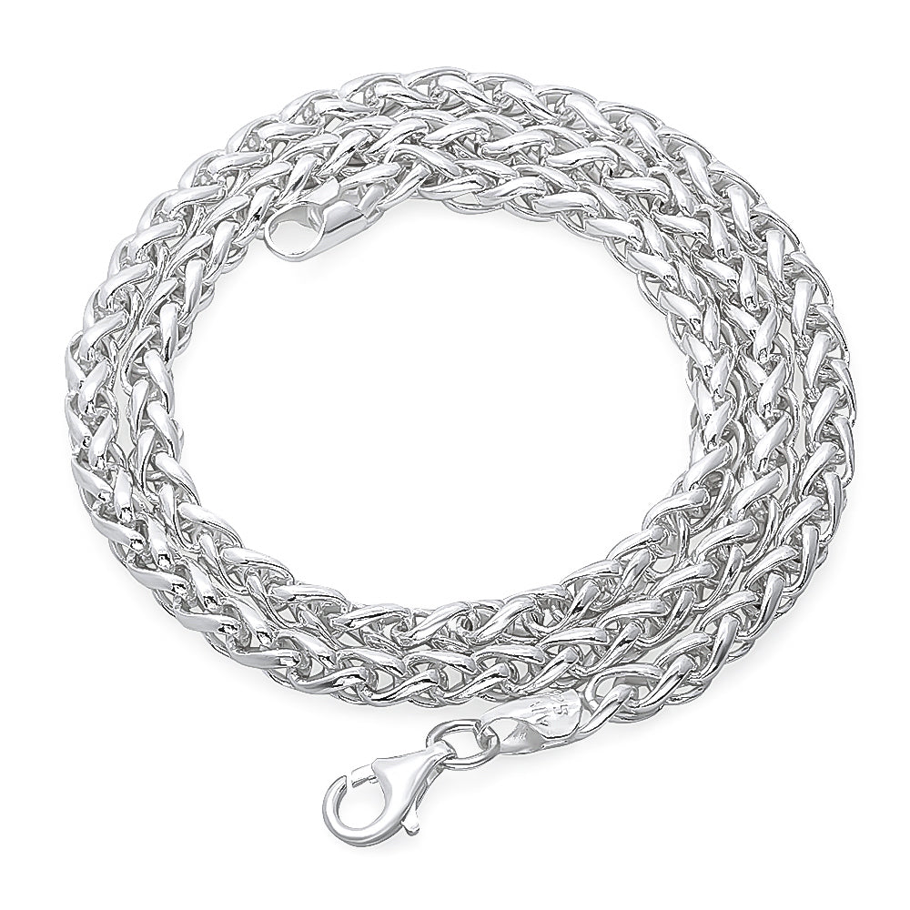 1mm-5mm Solid .925 Sterling Silver Braided Wheat Chain Necklace or Bracelet 7-30" Made in Italy