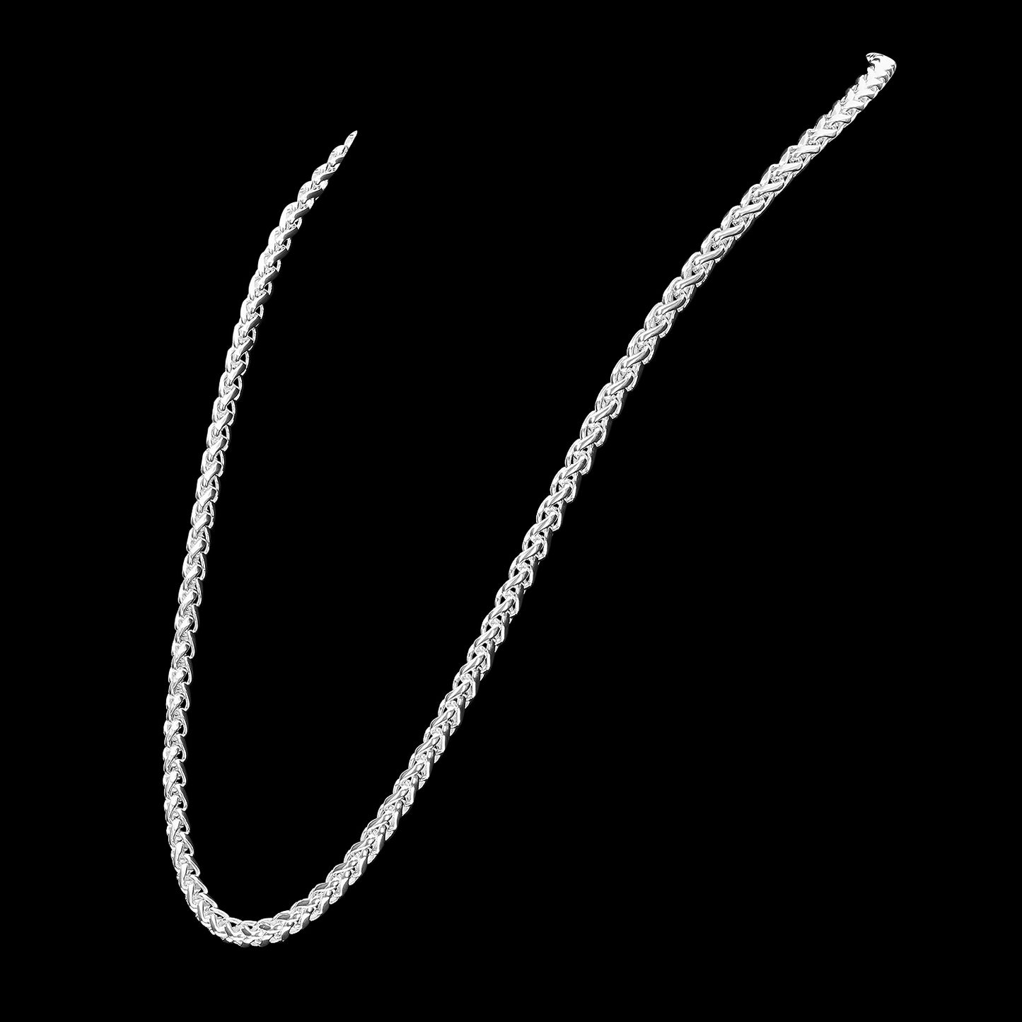 1mm-5mm Solid .925 Sterling Silver Braided Wheat Chain Necklace or Bracelet 7-30" Made in Italy