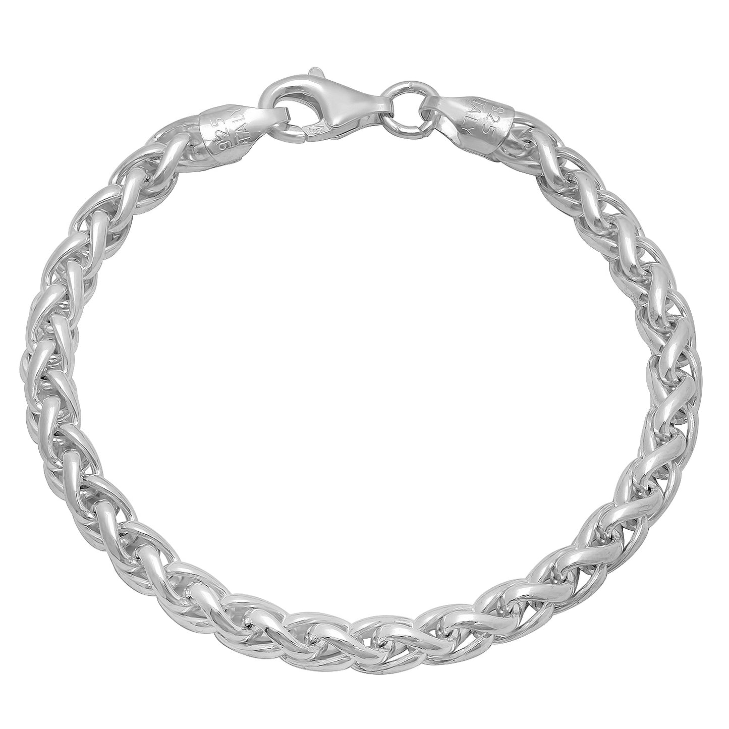 1mm-5mm Solid .925 Sterling Silver Braided Wheat Chain Bracelet 7-9" Made in Italy