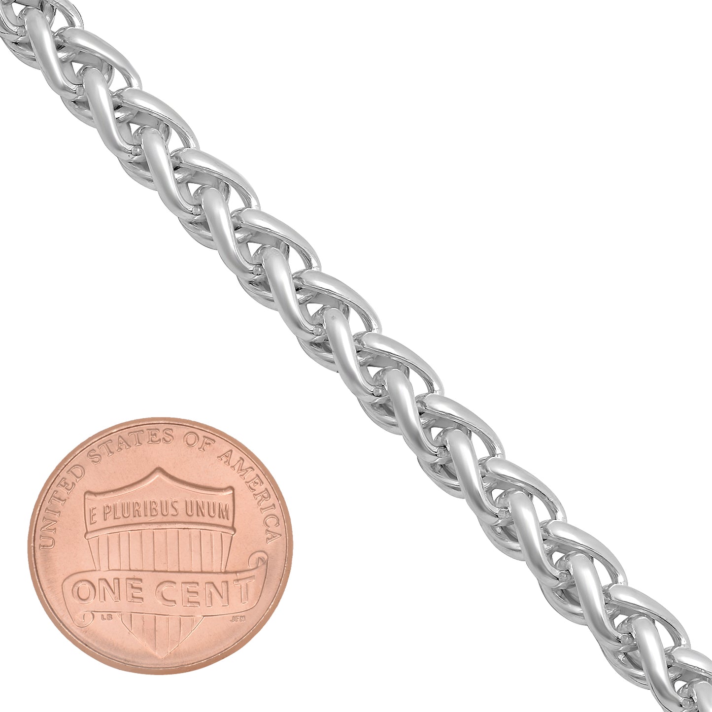 5mm Solid .925 Sterling Silver Braided Wheat Chain Bracelet (SKU: NEC534B)