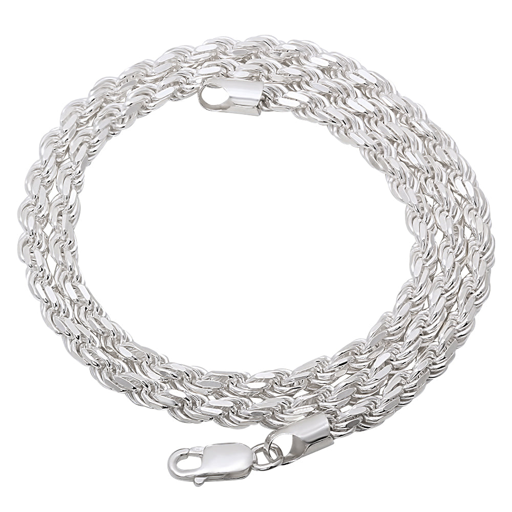 4.8mm Solid .925 Sterling Silver Twisted Rope Chain Necklace