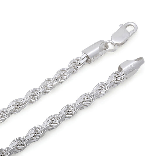 4.8mm Solid .925 Sterling Silver Twisted Rope Chain Necklace + Gift Box