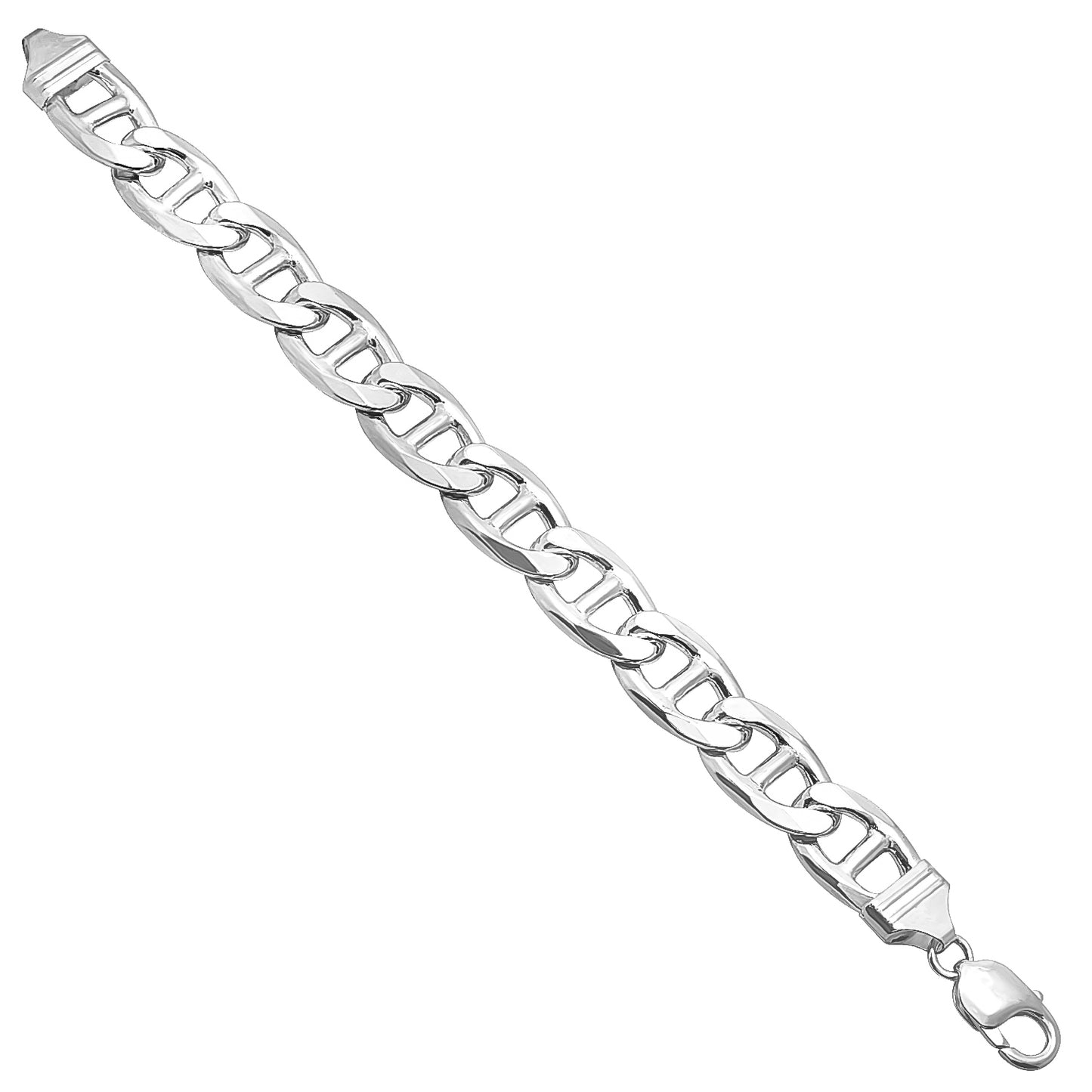 2mm-10mm Thick Solid .925 Sterling Silver Mariner Link Bracelet 7-10" Made in Italy