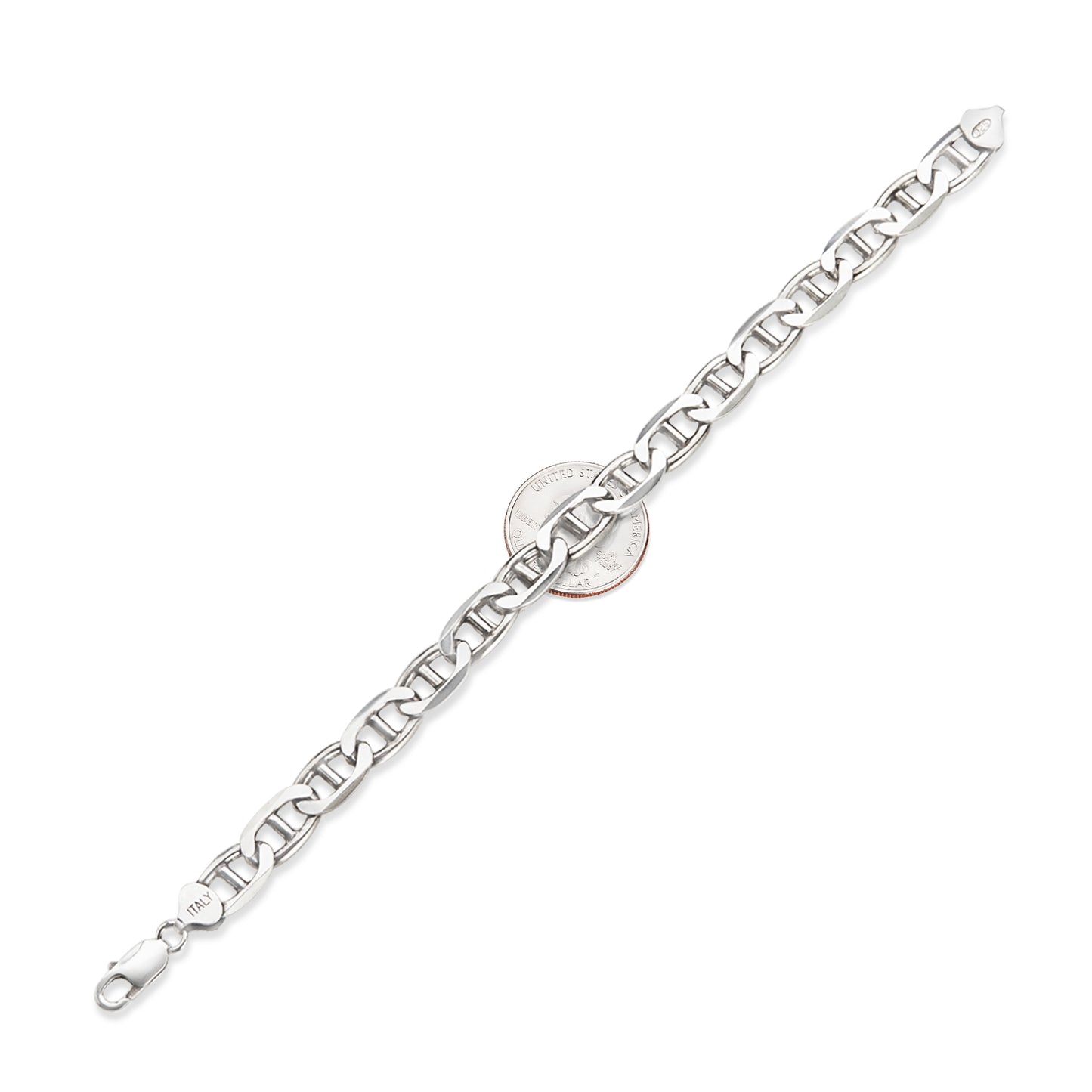 2mm-10mm Thick Solid .925 Sterling Silver Mariner Link Bracelet 7-10" Made in Italy