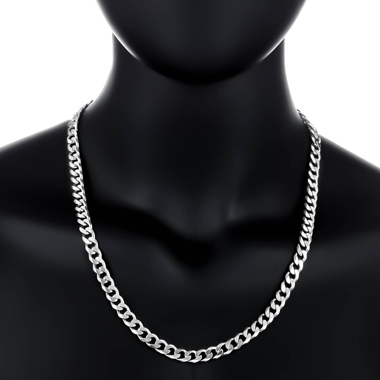 8.5mm Solid .925 Sterling Silver Flat Cuban Link Curb Chain Necklace + Bracelet Set