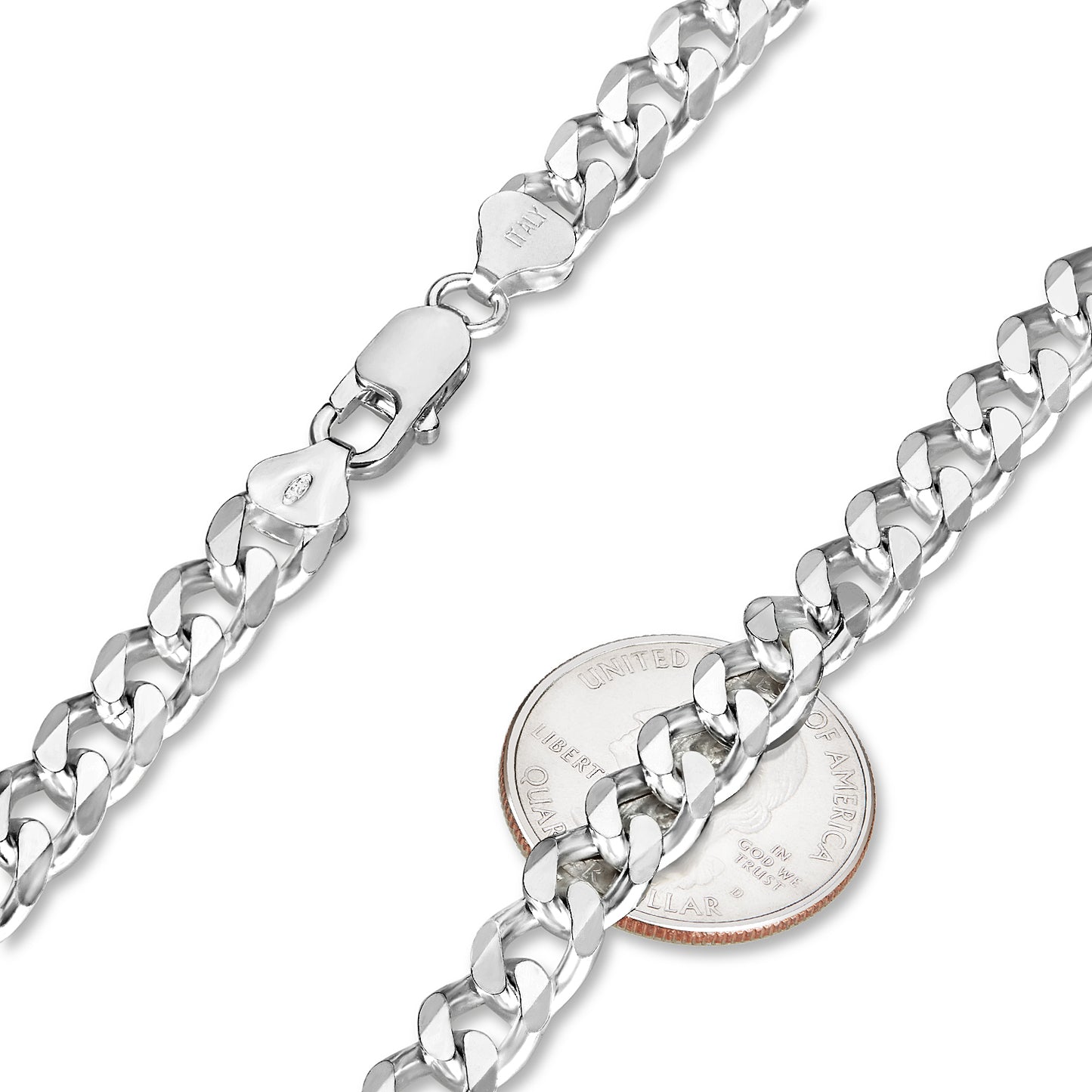 8.5mm Solid .925 Sterling Silver Flat Cuban Link Curb Chain Necklace + Bracelet Set