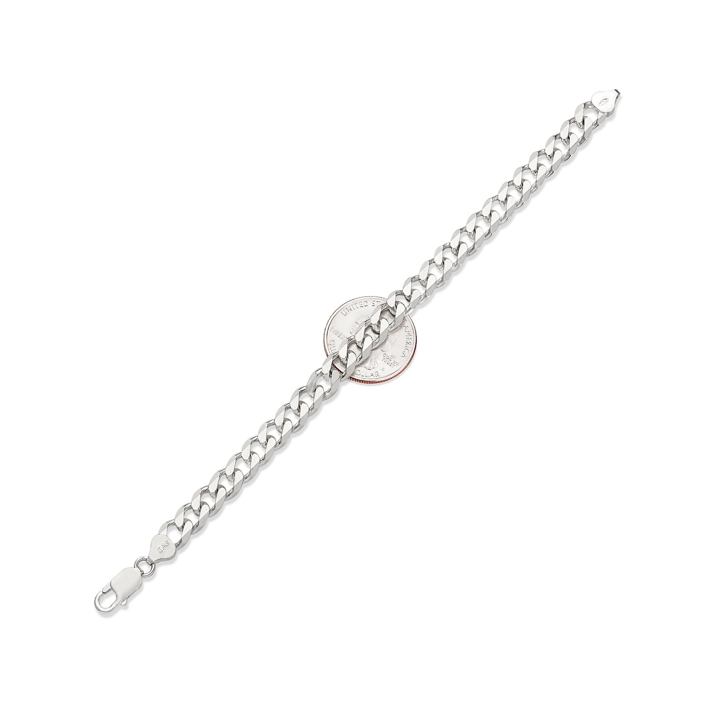 3mm-16mm Solid .925 Sterling Silver Italian Beveled Curb Chain Bracelet