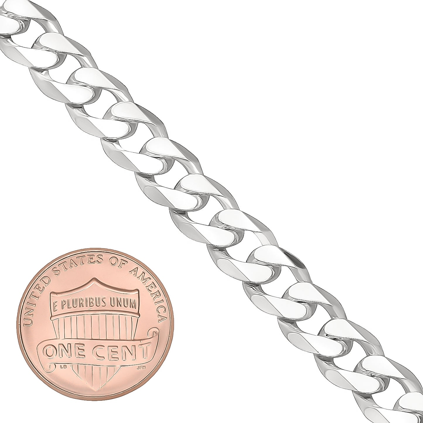 3mm-16mm Solid .925 Sterling Silver Italian Beveled Curb Chain Bracelet