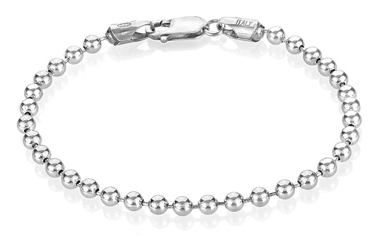 4mm Oxidized .925 Sterling Silver Silver Military Ball Chain Bracelet