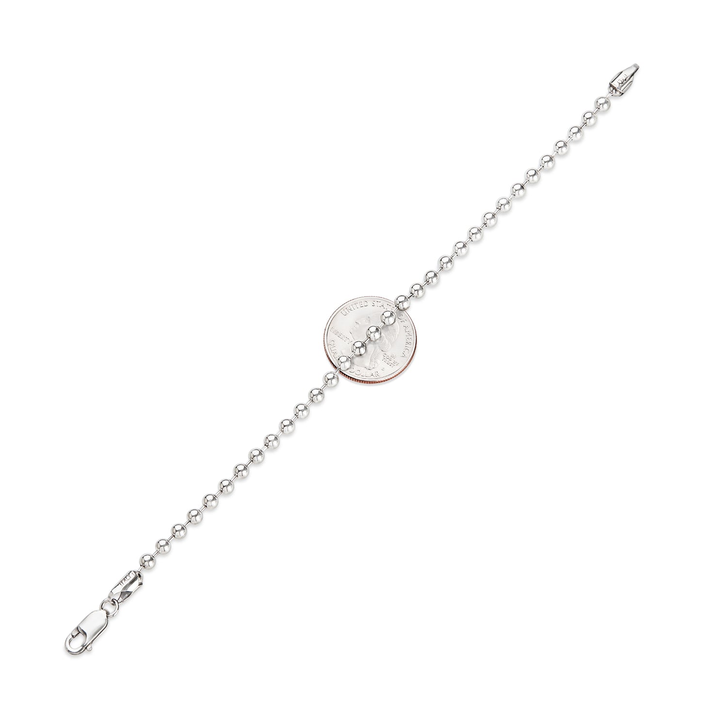 4mm Solid .925 Sterling Silver Military Ball Chain Bracelet (SKU: NEC623B)