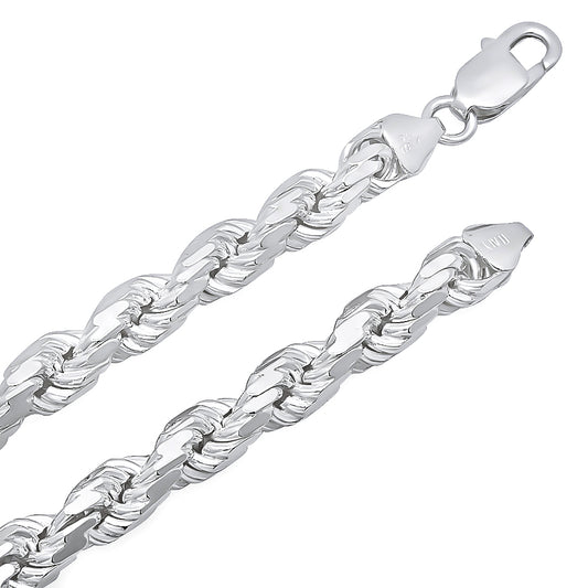 Men's 7.5mm .925 Sterling Silver Diamond-Cut Twisted Rope Chain Necklace + Gift Box (SKU: NEC690-BX)