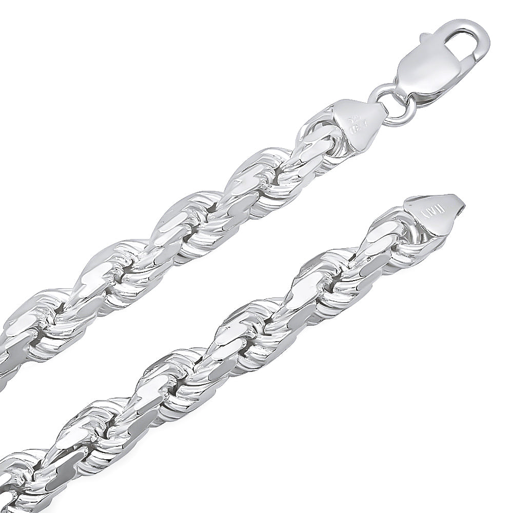 Men's 7.5mm .925 Sterling Silver Diamond-Cut Twisted Rope Chain Necklace (SKU: NEC690)