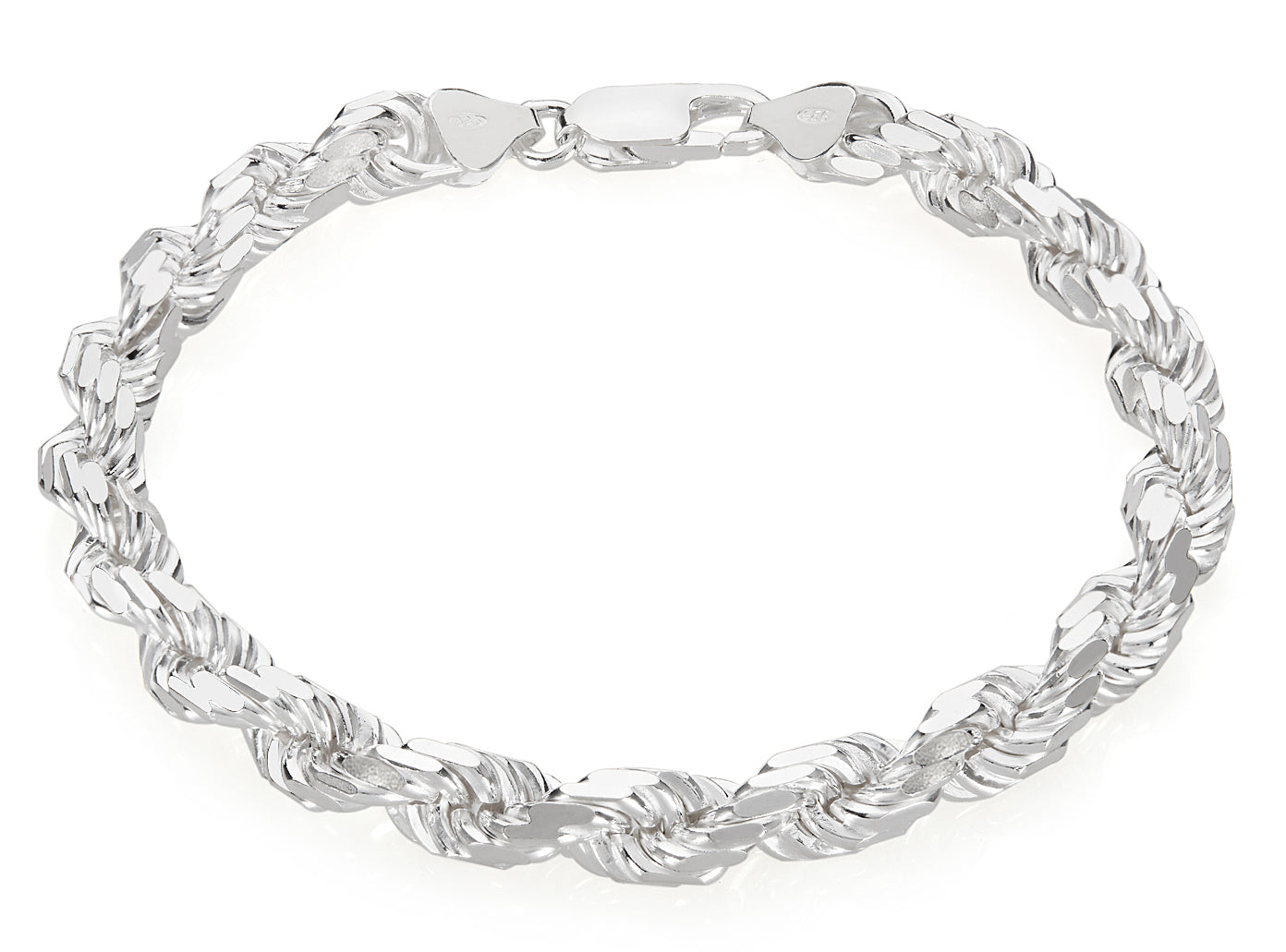 2mm-7mm Solid .925 Sterling Silver Diamond-Cut Twisted Rope Bracelet 7-10" Made in Italy