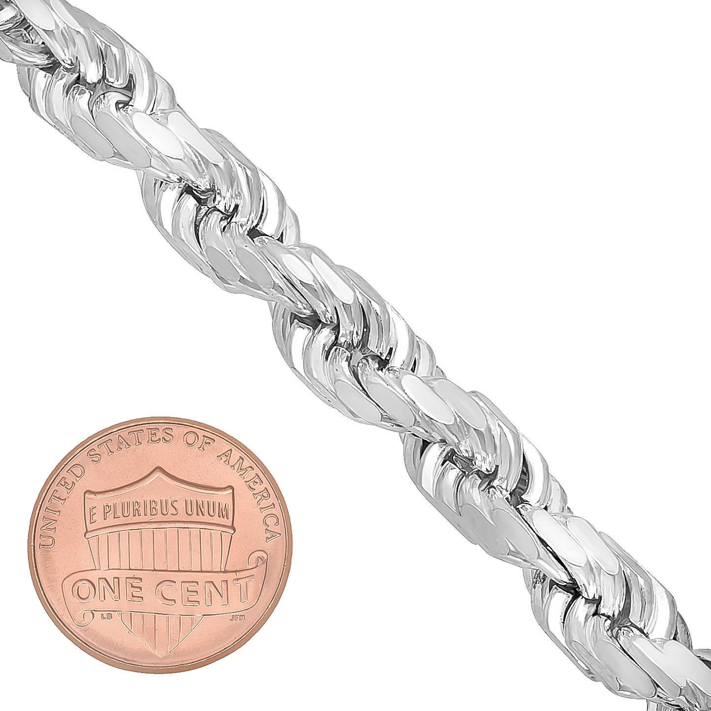 7.5mm .925 Sterling Silver Diamond-Cut Twisted Rope Chain Bracelet (SKU: NEC690B)