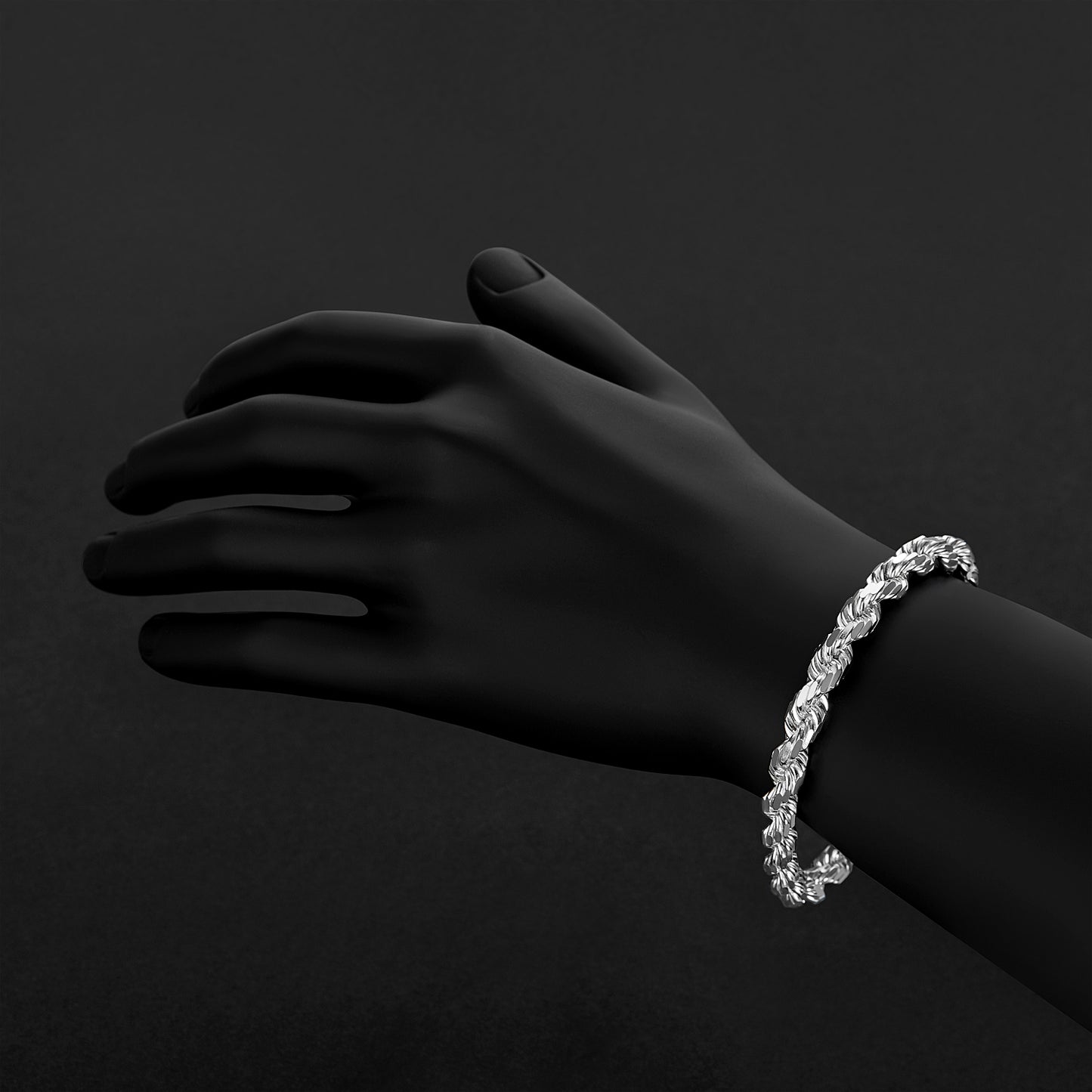 2mm-7mm Solid .925 Sterling Silver Diamond-Cut Twisted Rope Bracelet 7-10" Made in Italy