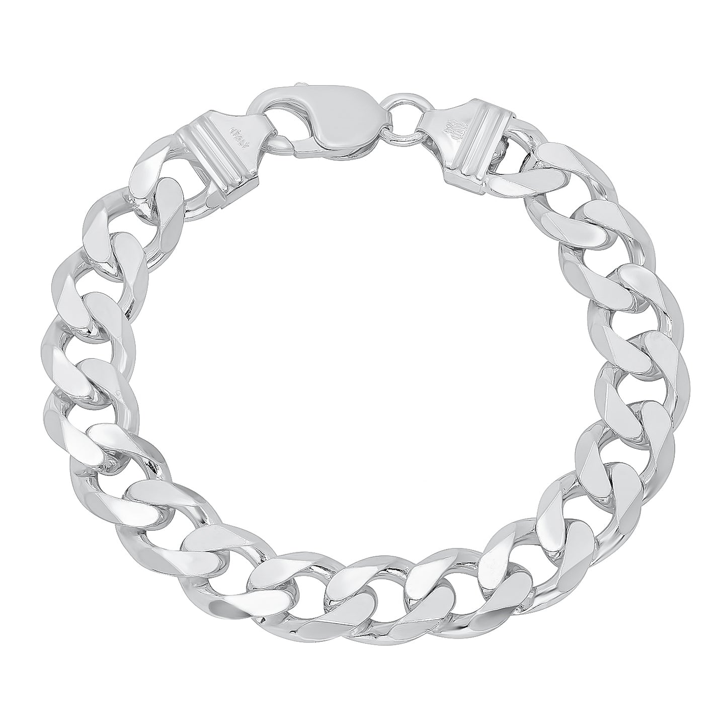 3mm-16mm Solid .925 Sterling Silver Italian Beveled Curb Chain Bracelet